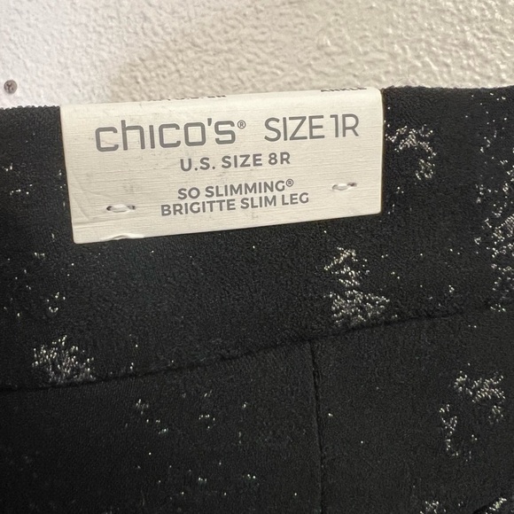 Chico’s So Slimming Brigitte Slim Leg Pull On Pants - Black Silver - Picture 5 of 7